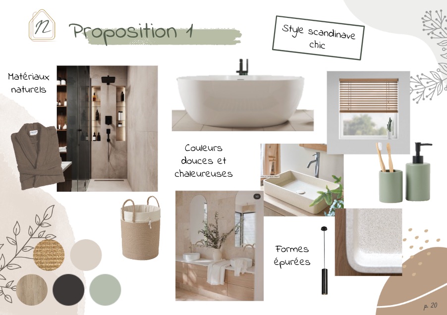 Moodboard d'une salle-de-bain style scandinave