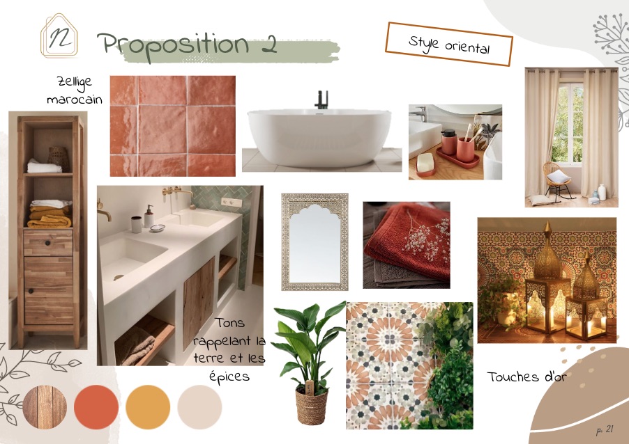 Moodboard d'une salle-de-bain style oriental